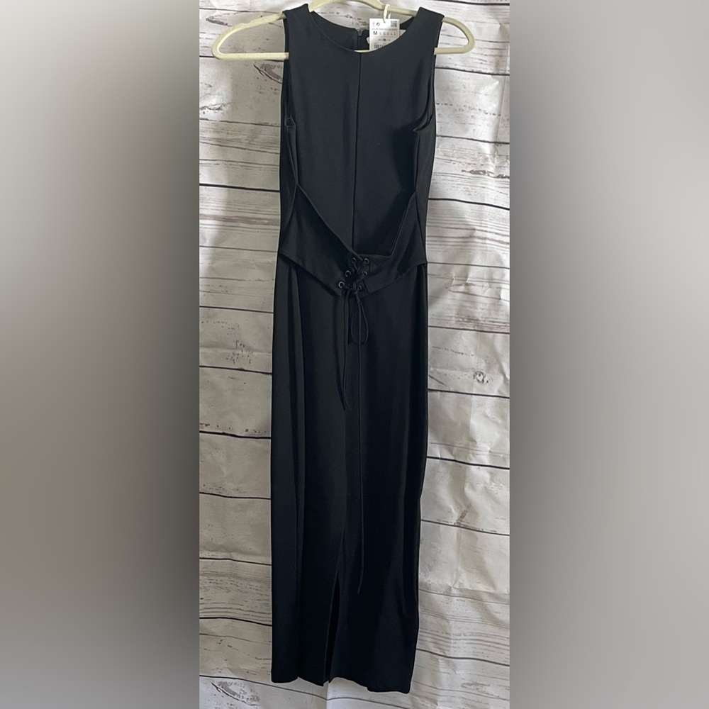 Zara Medium women’s black dress with tie sleek and chic